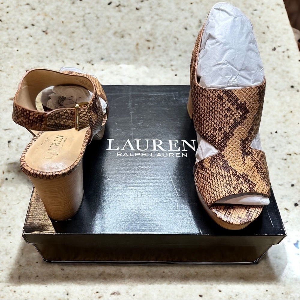 NWT Lauren Ralph Lauren Feona Python-Embossed Lea… - image 8